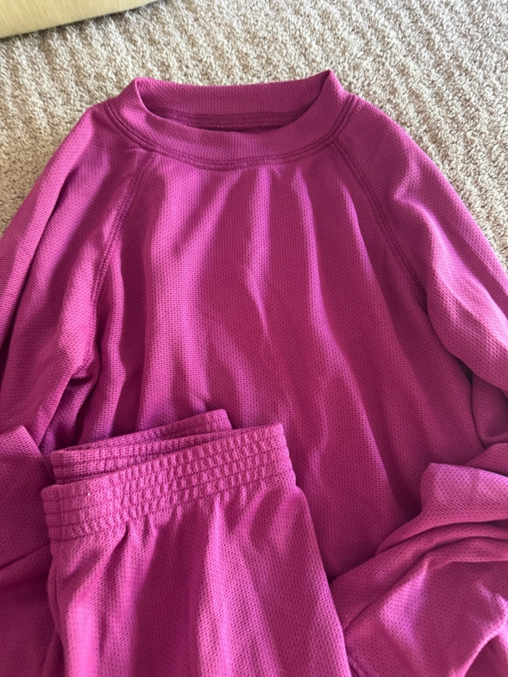 Magenta Waffle Knit Long underwear set- Cozy Two-Piece